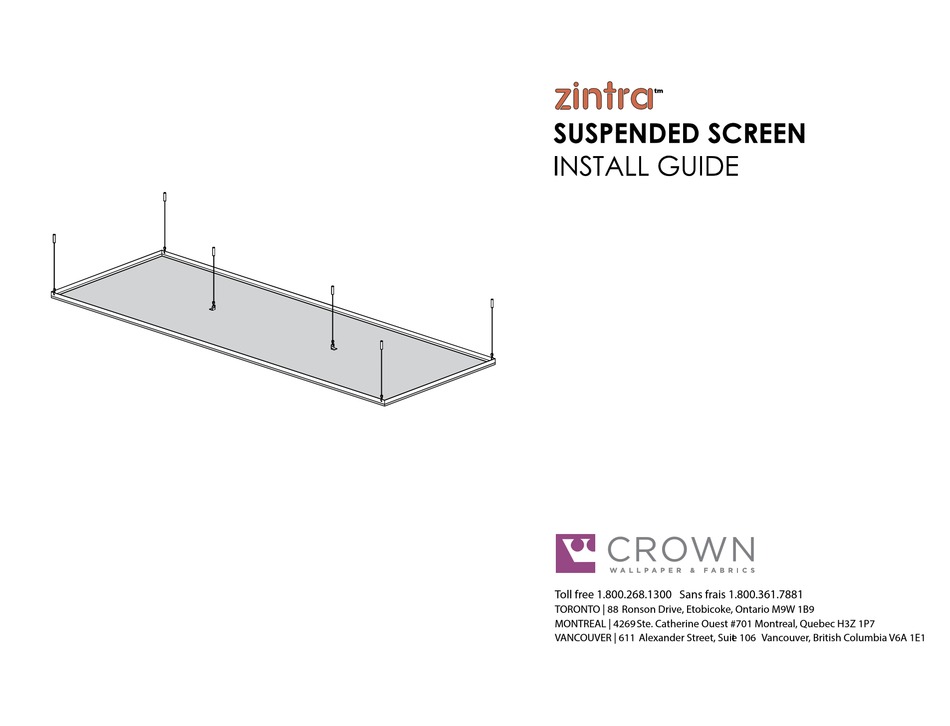 ZINTRA SUSPENDED SCREEN INSTALL MANUAL Pdf Download ManualsLib
