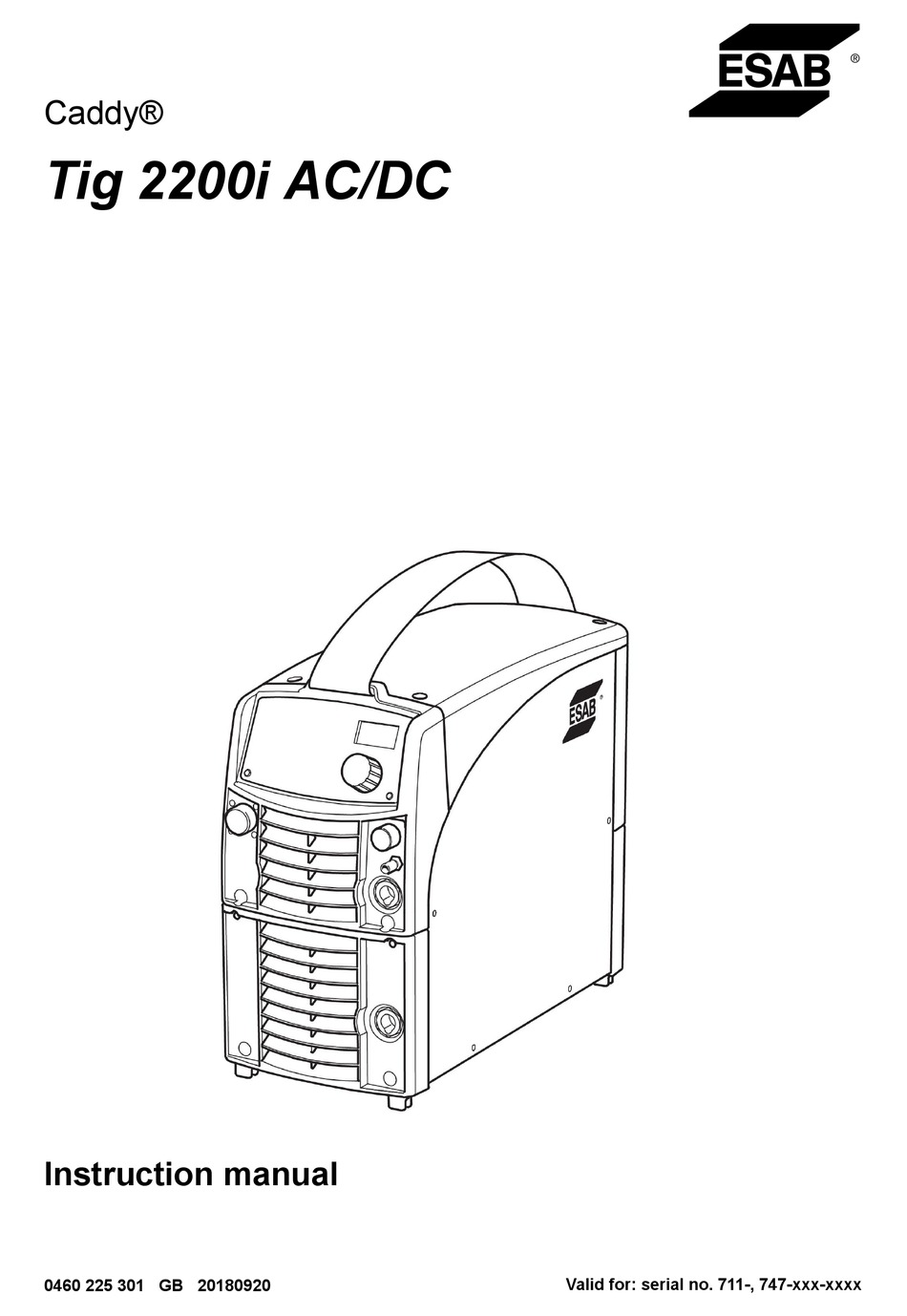 ESAB CADDY TIG 2200I AC/DC INSTRUCTION MANUAL Pdf Download | ManualsLib