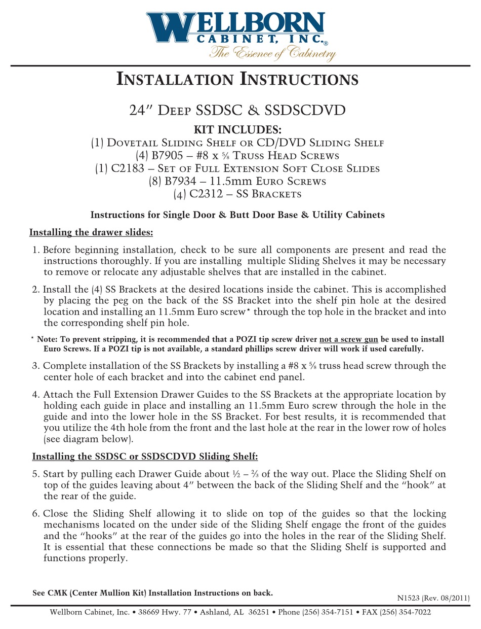 WELLBORN SSDSC INSTALLATION INSTRUCTIONS Pdf Download ManualsLib