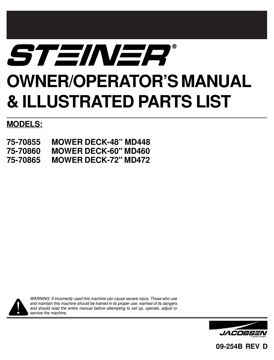 STEINER MD448 OPERATOR MANUAL & ILLUSTRATED PARTS LIST Pdf Download