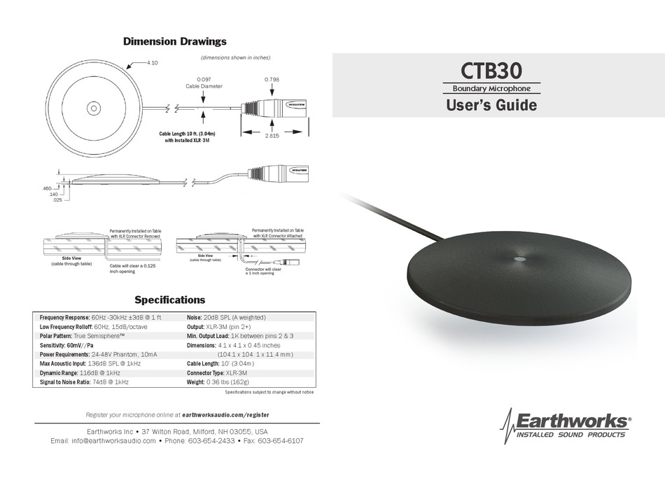 EARTHWORKS CTB30 USER MANUAL Pdf Download ManualsLib