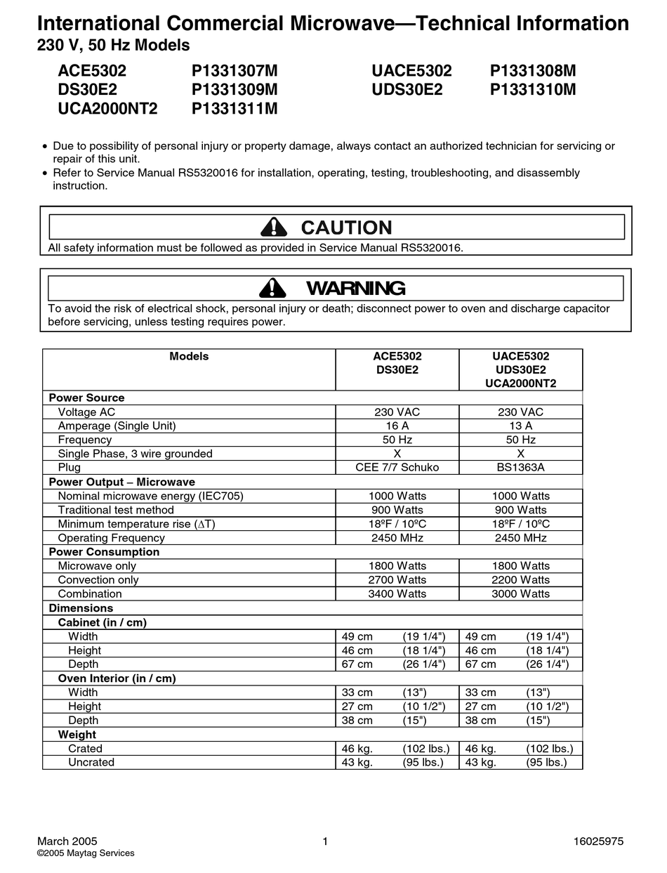MAYTAG SERVICES ACE5302 SERVICE MANUAL Pdf Download | ManualsLib
