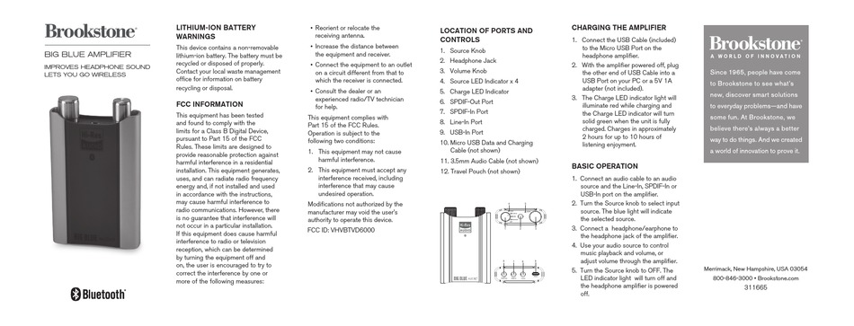 BROOKSTONE BIG BLUE AMPLIFIER MANUAL Pdf Download ManualsLib