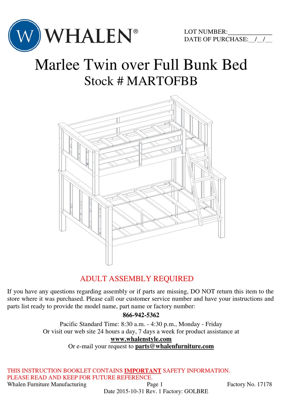 Whalen Marlee Twin Over Full Bunk Bed, Canyon Furniture Bunk Bed Instructions