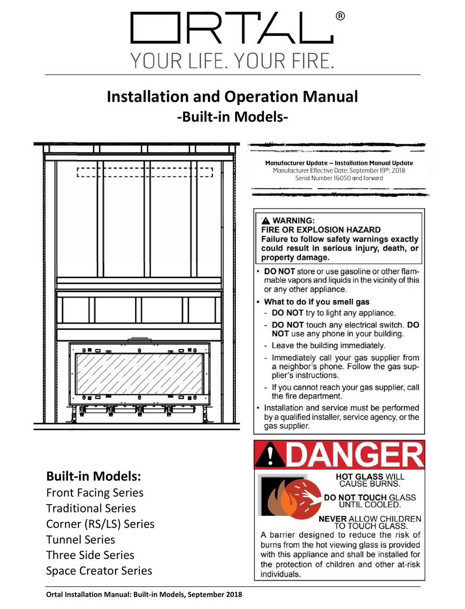 ORTAL FRONT FACING SERIES INSTALLATION AND OPERATION MANUAL Pdf 