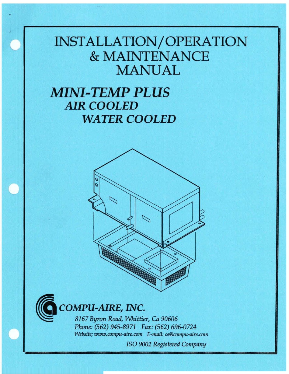 COMPUAIRE MINITEMP PLUS INSTALLATION, OPERATION & MAINTENANCE
