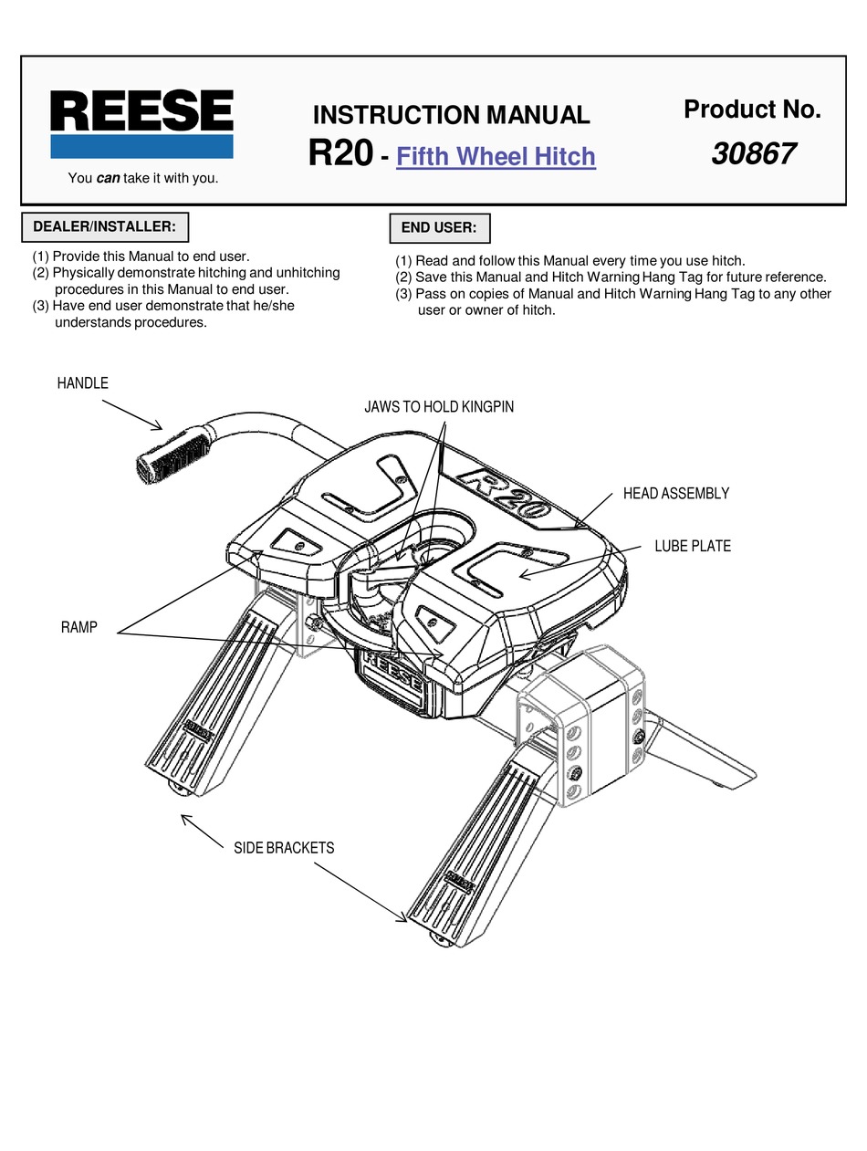 REESE R20 INSTRUCTION MANUAL Pdf Download | ManualsLib
