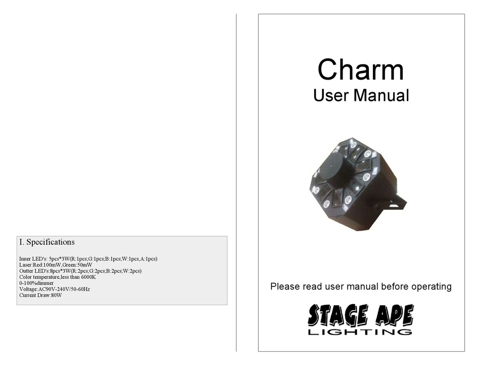 STAGE APE LIGHTING CHARM USER MANUAL Pdf Download ManualsLib