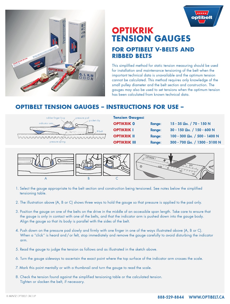 OPTIBELT OPTIKRIK 0 INSTRUCTIONS FOR USE Pdf Download ManualsLib