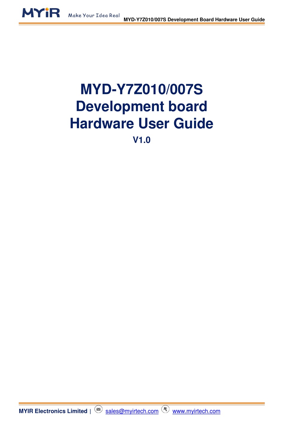 MYIR MYD-Y7Z010S MOTHERBOARD USER MANUAL | ManualsLib