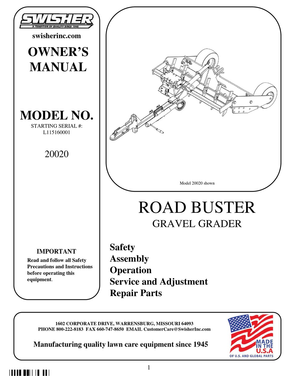 SWISHER 20020 OWNER'S MANUAL Pdf Download ManualsLib