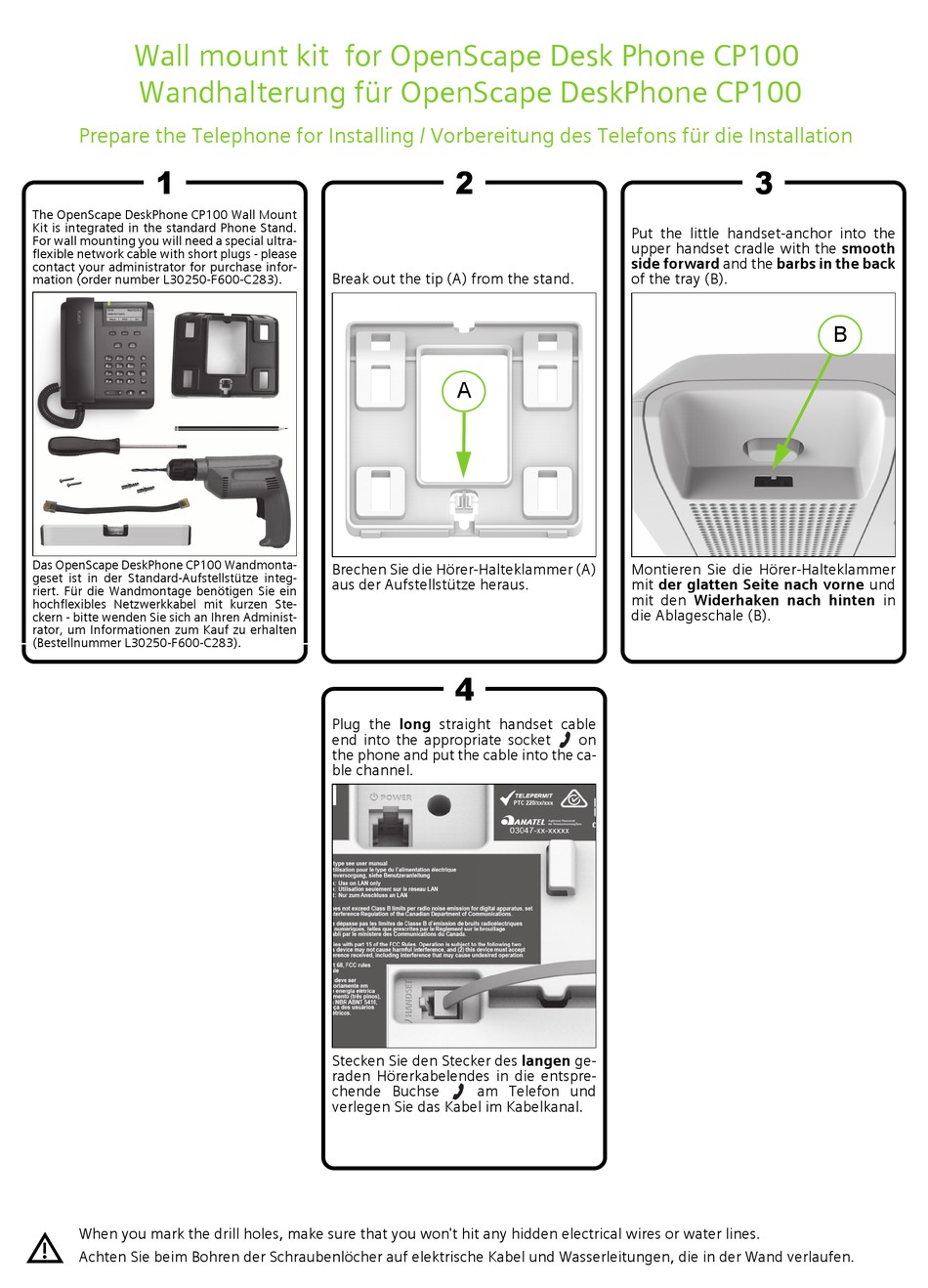 UNIFY OPENSCAPE DESKPHONE CP100 INSTALLATION INSTRUCTIONS Pdf Download |  ManualsLib