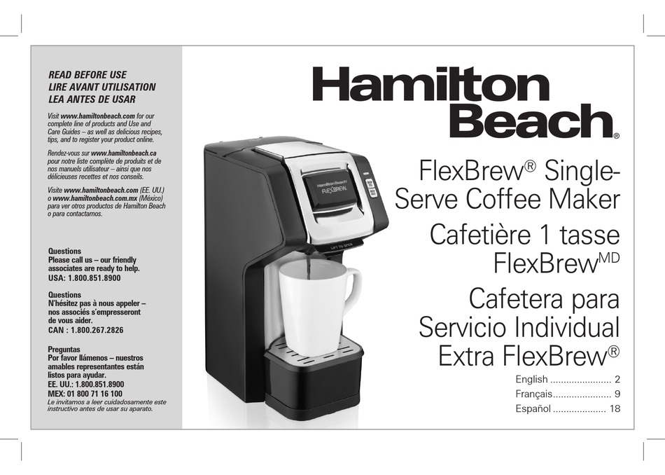 HAMILTON BEACH FLEXBREW USE & CARE MANUAL Pdf Download | ManualsLib