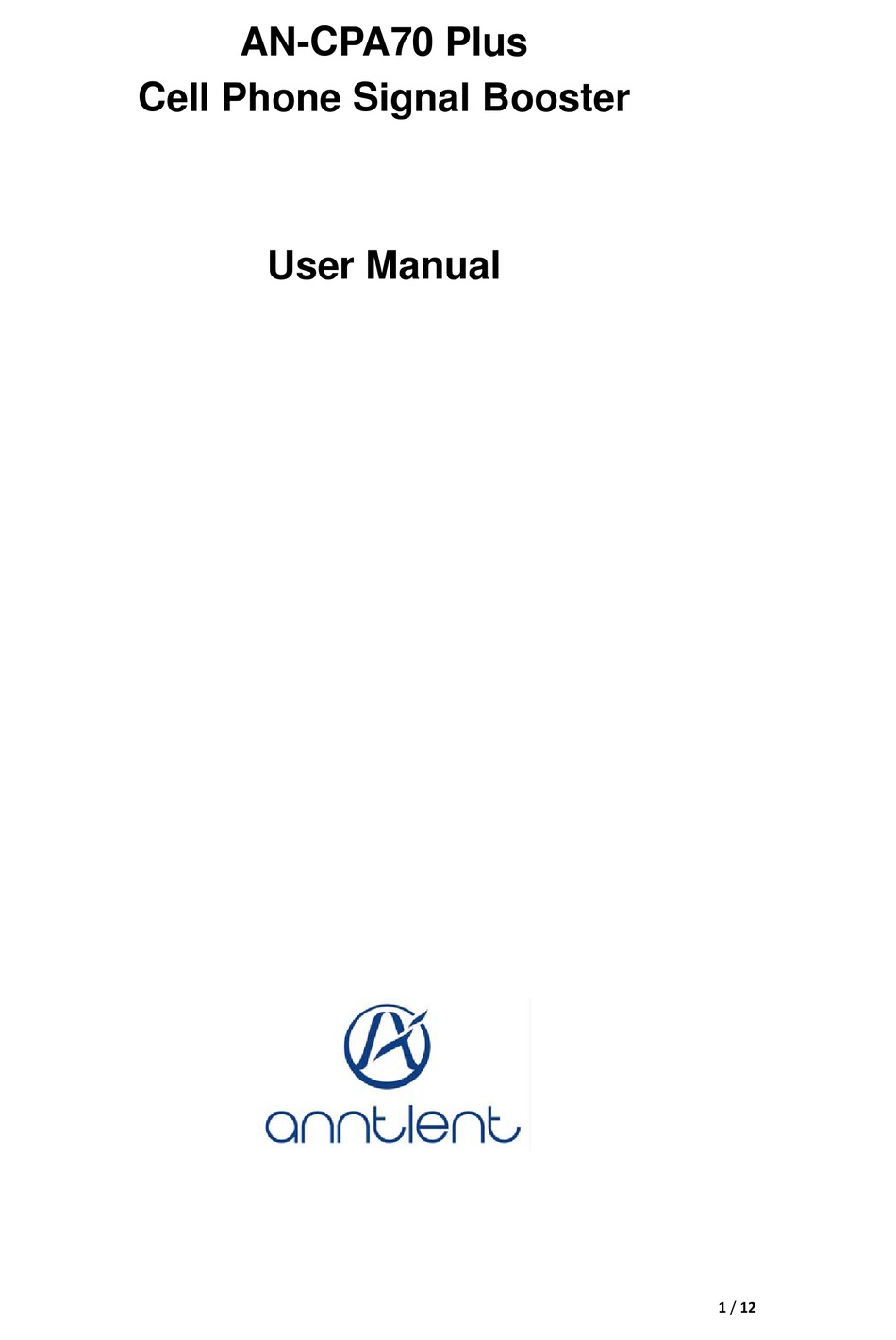 anntlent AN-CPAL50-01 Manuale dell'utente del ripetitore del segnale del  telefono cellulare