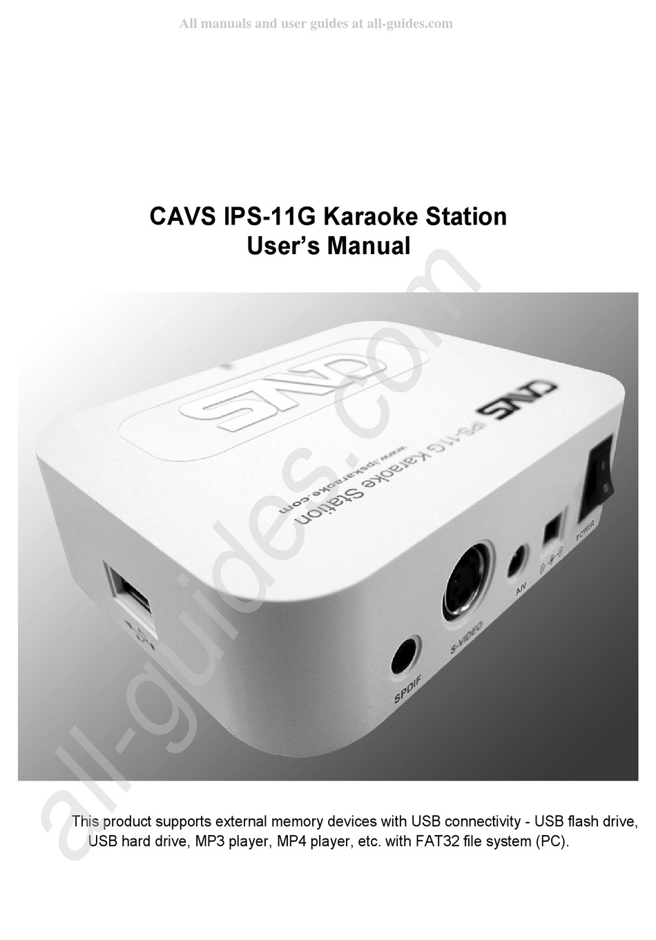 CAVS IPS11G KARAOKE SYSTEM USER MANUAL ManualsLib