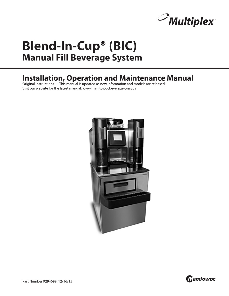 Multiplex Blend In Cup Ma 8 2bf Installation Operation And Maintenance Manual Pdf Download Manualslib