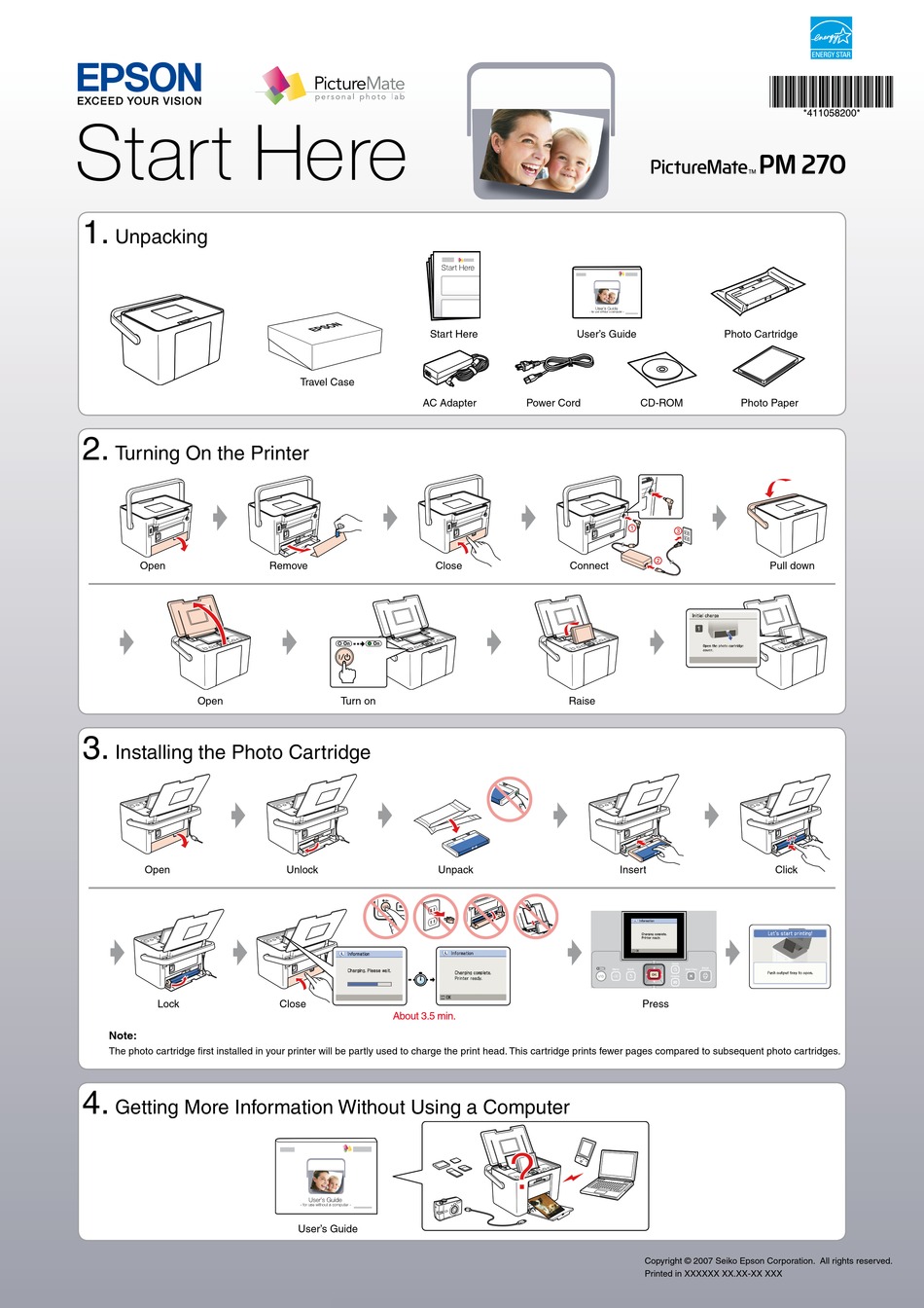 Epson Picturemate Pm 270 Printer Start Here Manualslib 4197