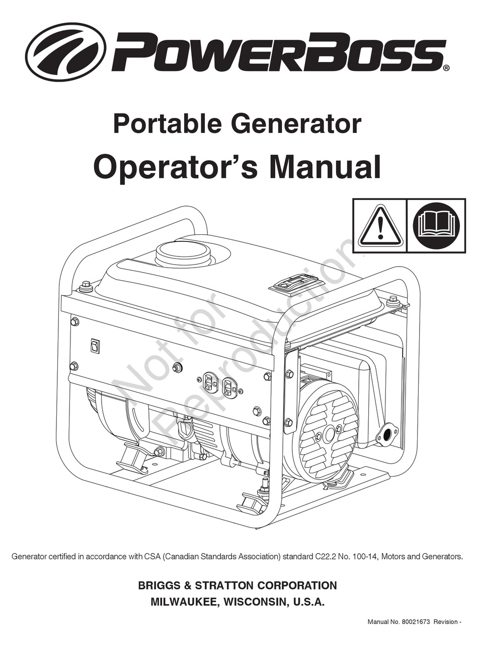POWERBOSS 03066501 PORTABLE GENERATOR OPERATOR'S MANUAL ManualsLib