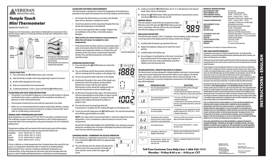 VERIDIAN 09-331 OPERATING INSTRUCTIONS Pdf Download | ManualsLib