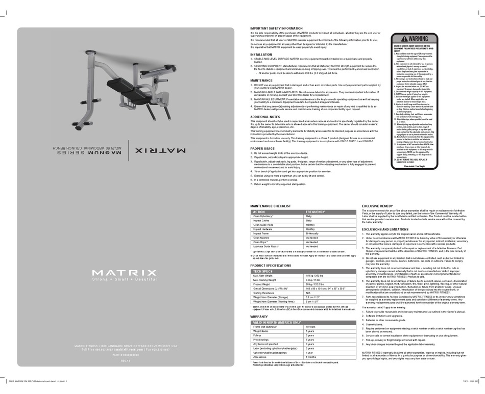 MATRIX MAGNUM SERIES OWNER'S MANUAL Pdf Download | ManualsLib