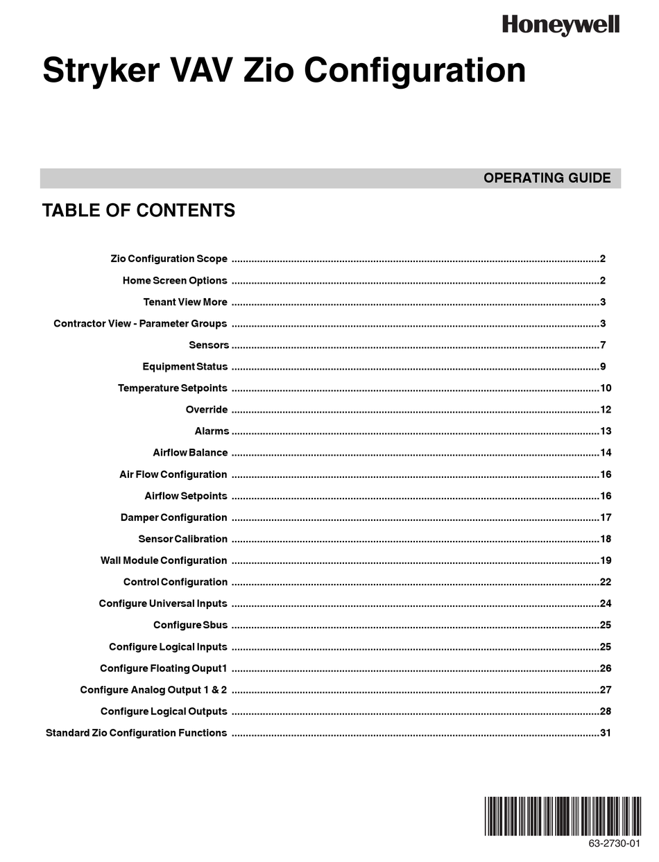 HONEYWELL STRYKER VAV CONTROLLER OPERATING MANUAL ManualsLib