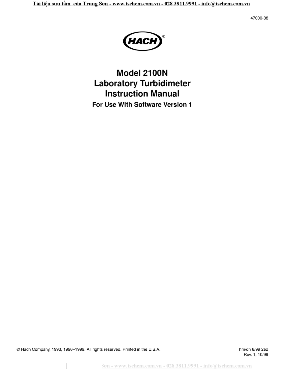 HACH 2100N INSTRUCTION MANUAL Pdf Download | ManualsLib
