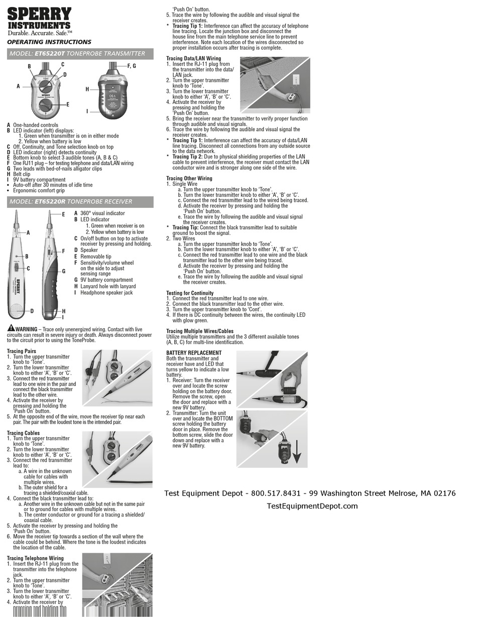 SPERRY INSTRUMENTS ET65220T TRANSMITTER OPERATING INSTRUCTIONS ManualsLib