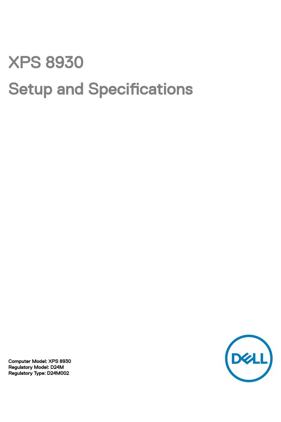 DELL XPS 8930 SETUP AND SPECIFICATIONS Pdf Download | ManualsLib