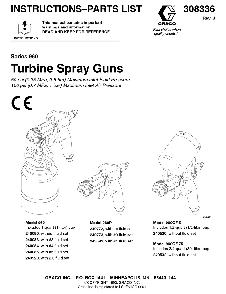 GRACO 960P PAINT SPRAYER INSTRUCTION MANUAL ManualsLib