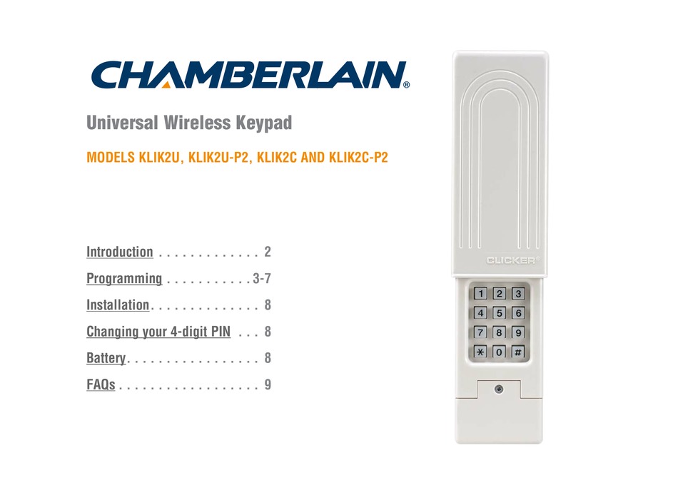 Chamberlain Universal Garage Door Clicker Remote Wireless Entry Keypad ...