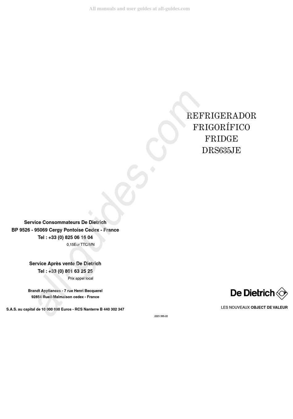 Dedietrich Drs635je User Manual Pdf Download Manualslib