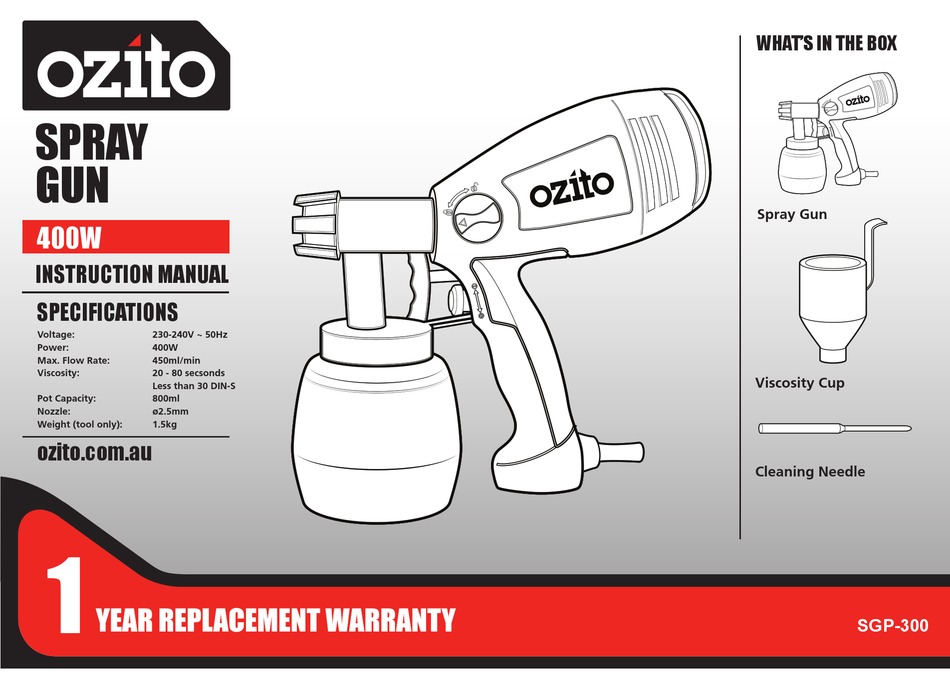 OZITO SGP300 PAINT SPRAYER INSTRUCTION MANUAL ManualsLib