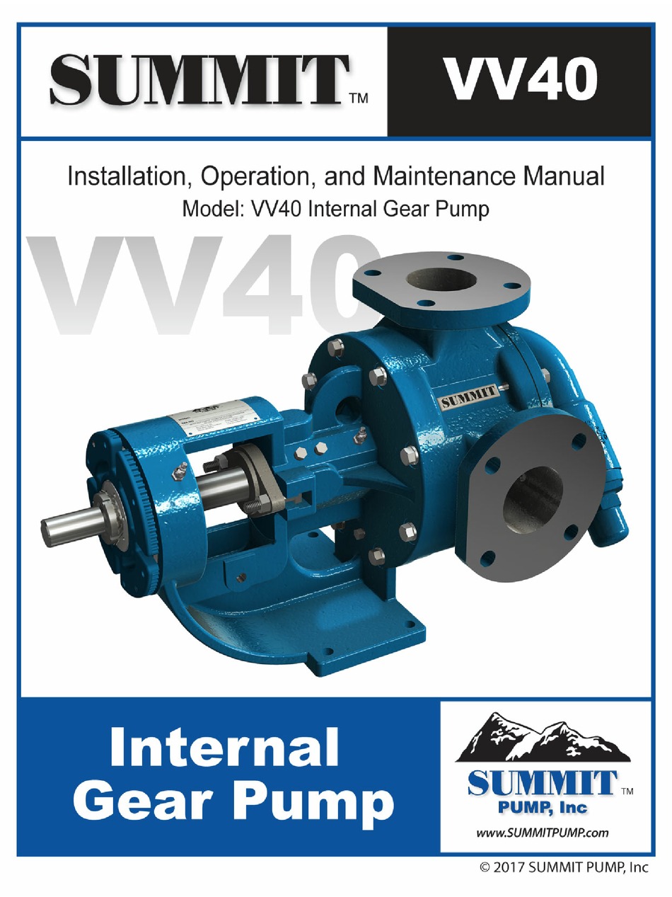 SUMMIT VV40H WATER PUMP INSTALLATION, OPERATION & MAINTENANCE MANUAL