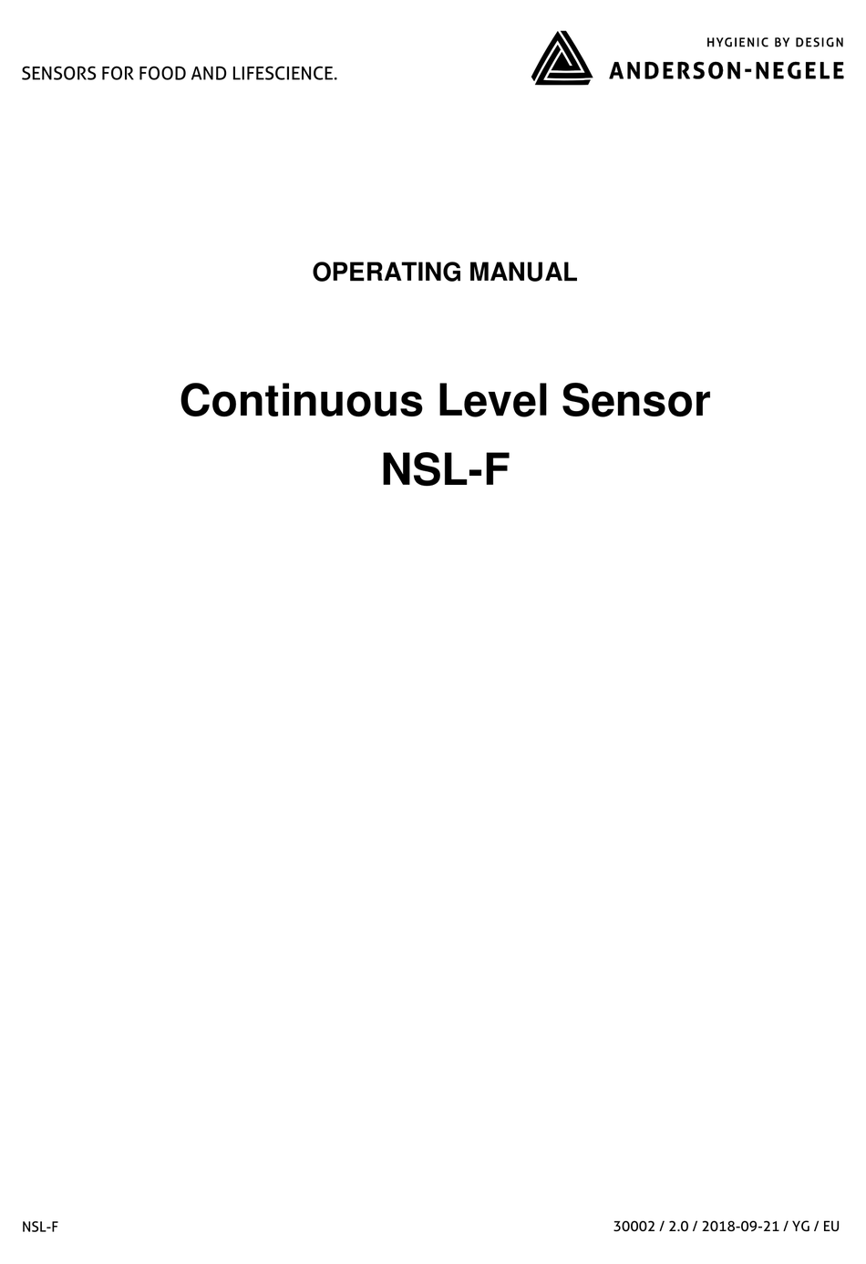 ANDERSONNEGELE NSLF SERIES OPERATING MANUAL Pdf Download ManualsLib