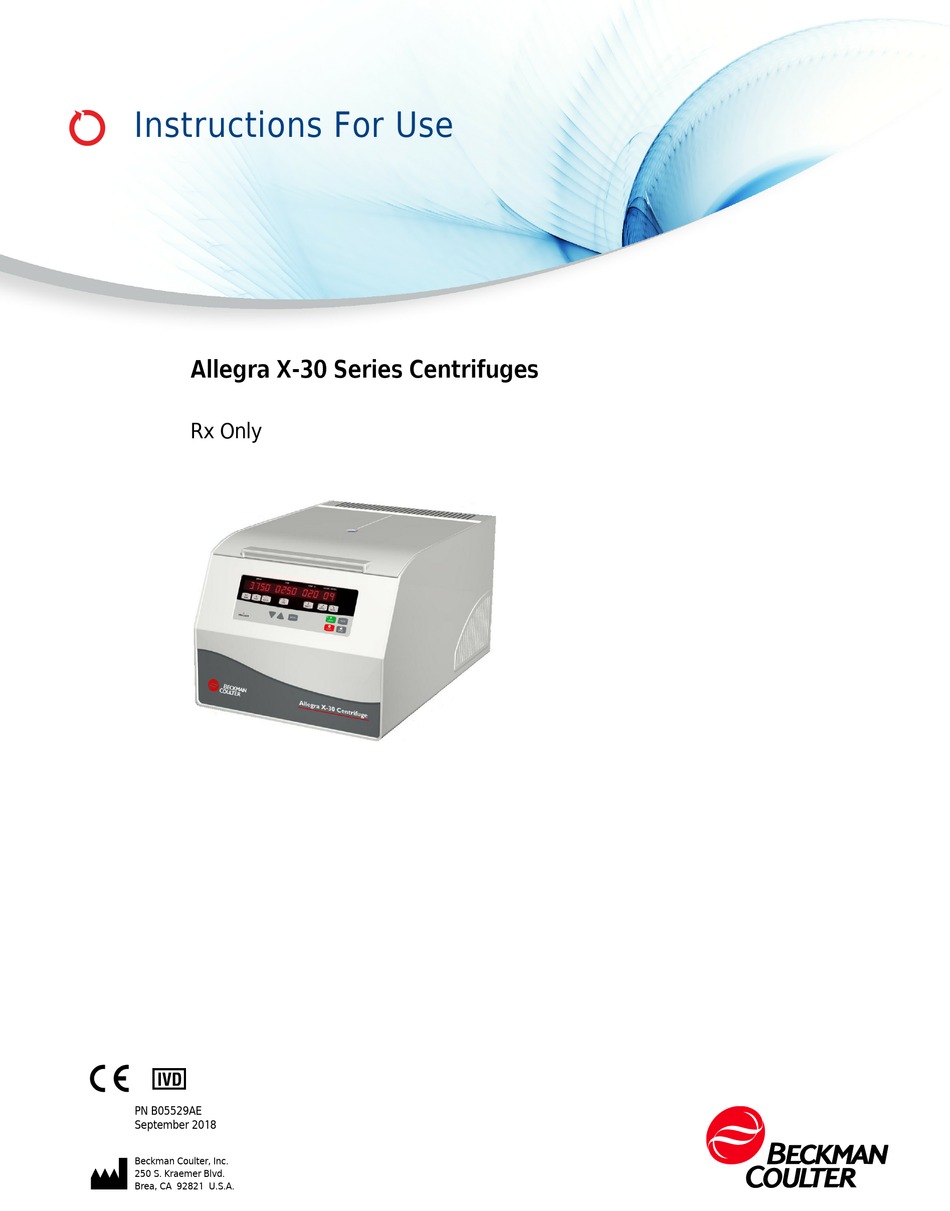 Beckman Coulter Allegra X 30 Series Instructions For Use Manual Pdf Download Manualslib Beckman Coulter Allegra X 30 Series Instructions For Use Manual Pdf Download Manualslib