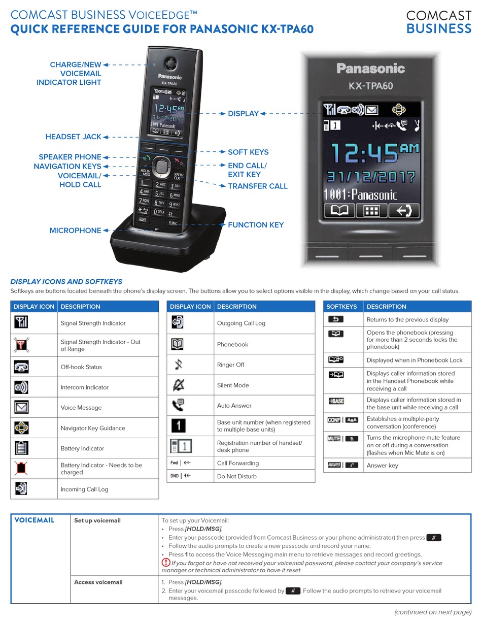 COMCAST BUSINESS VOICEEDGE QUICK REFERENCE MANUAL Pdf Download | ManualsLib