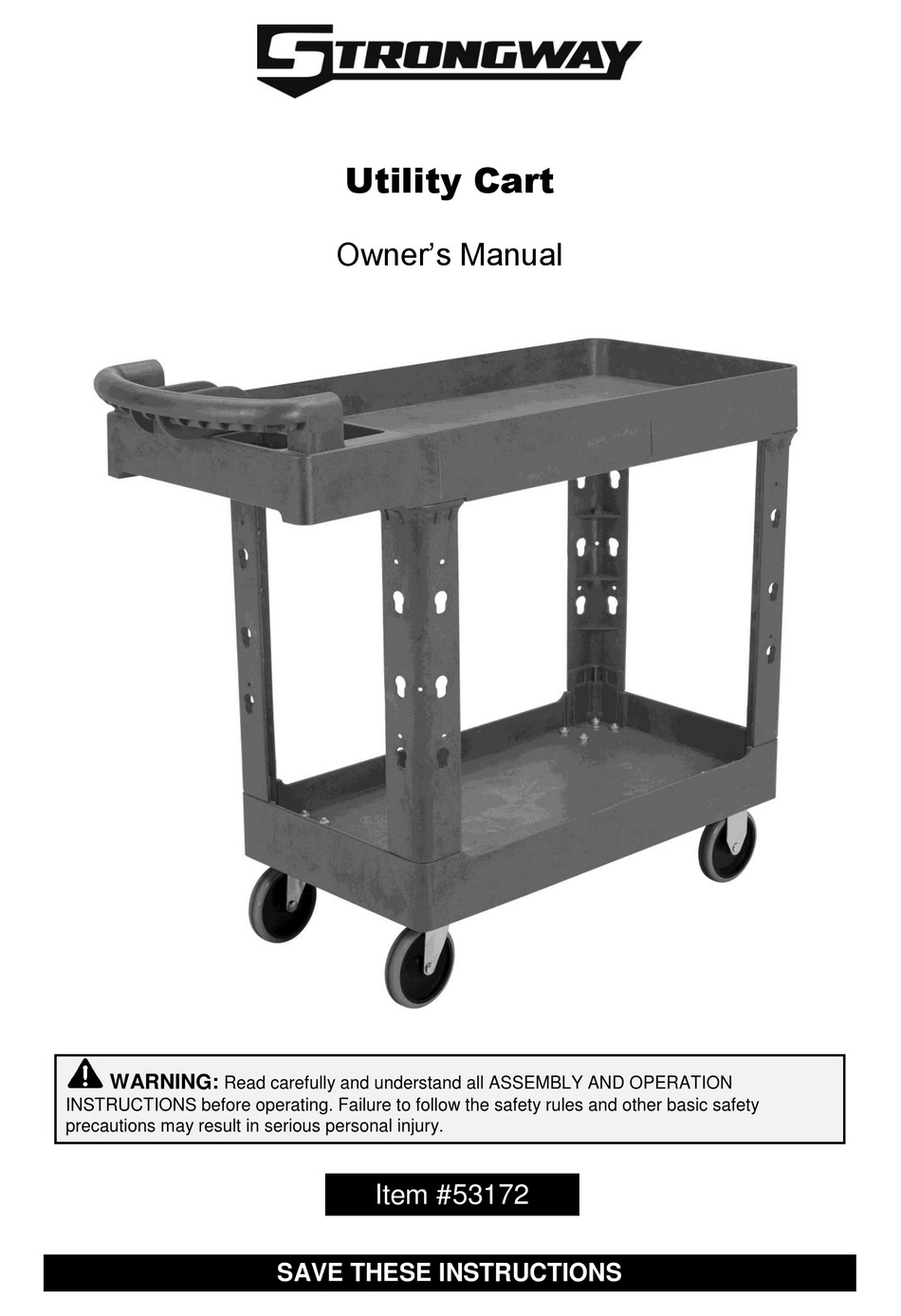 STRONGWAY 53172 OUTDOOR CART OWNER'S MANUAL ManualsLib