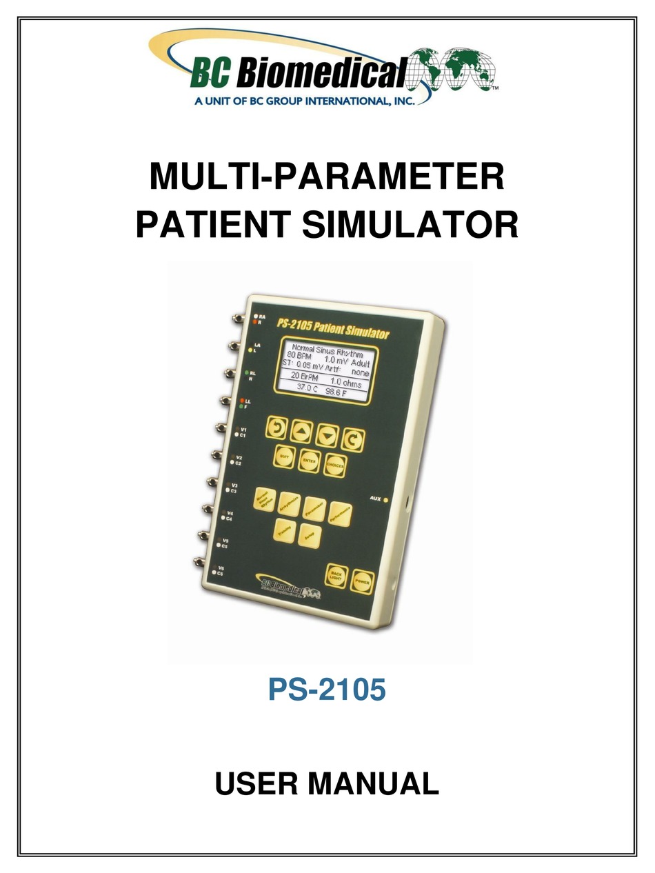 BC BIOMEDICAL PS2105 USER MANUAL Pdf Download ManualsLib