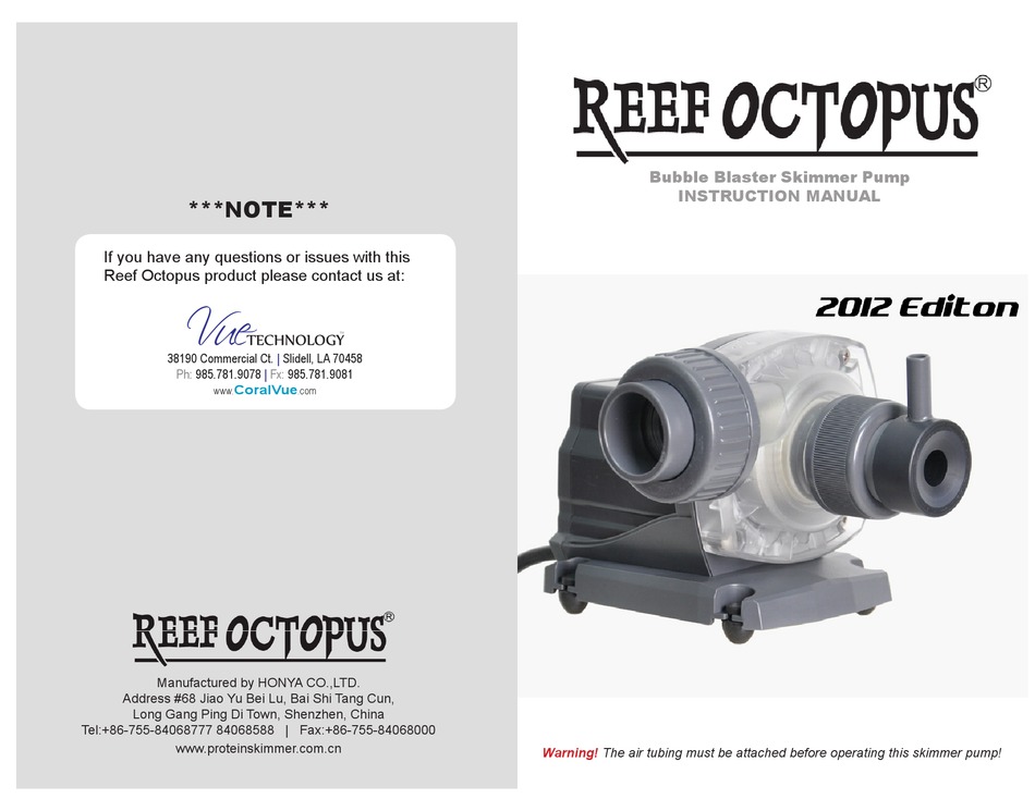 REEF OCTOPUS HY1000S WATER PUMP INSTRUCTION MANUAL ManualsLib