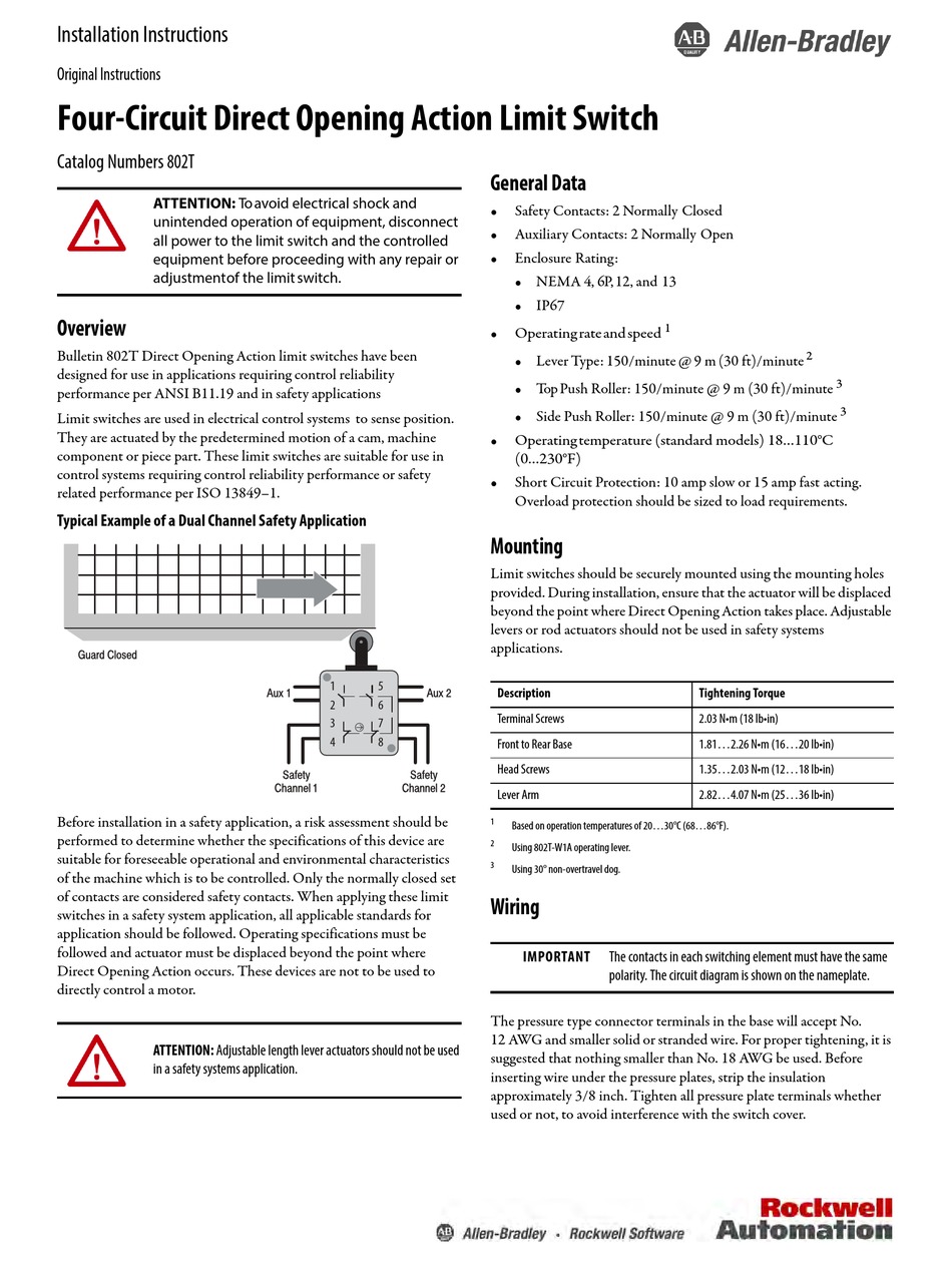 allen bradley 802t catalog on Allen Bradley 802t Installation Instructions Pdf Download Manualslib