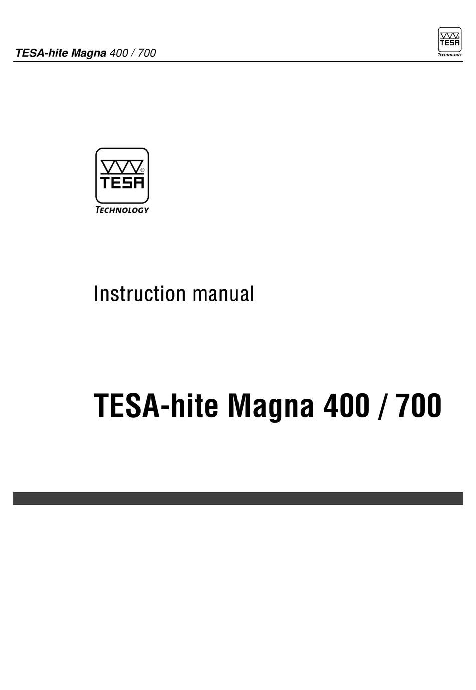 TESA -HITE MAGNA 400 INSTRUCTION MANUAL Pdf Download | ManualsLib