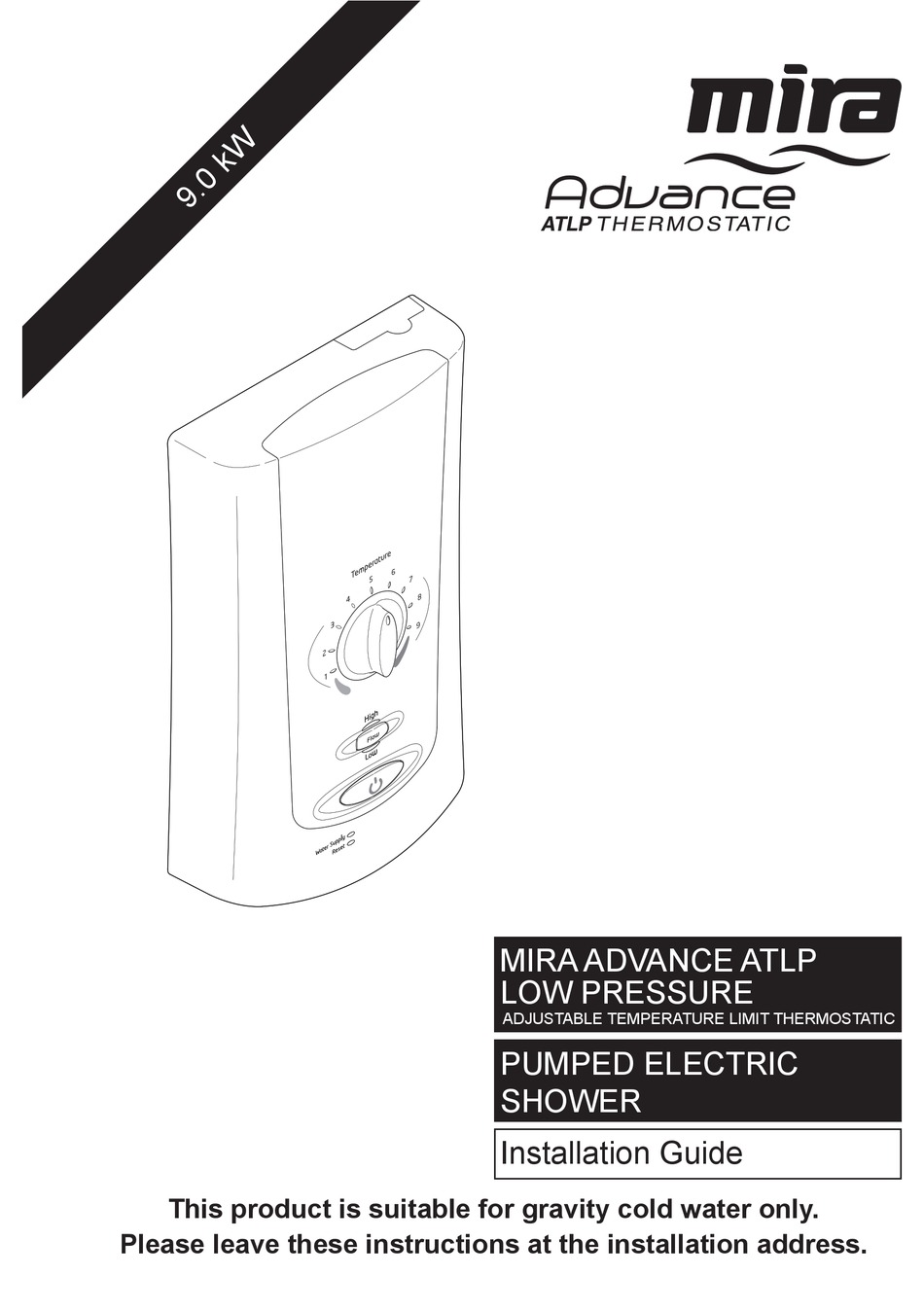 MIRA ADVANCE LOW PRESSURE STANDARD THERMOSTAT INSTALLATION MANUAL