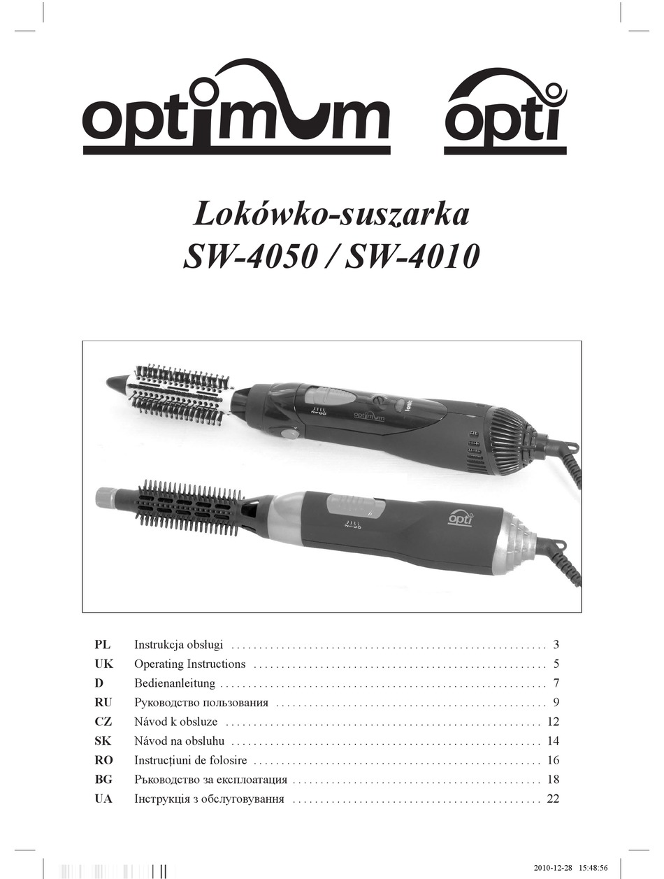 OPTIMUM SW 4050 OPERATING INSTRUCTIONS MANUAL Pdf Download ManualsLib