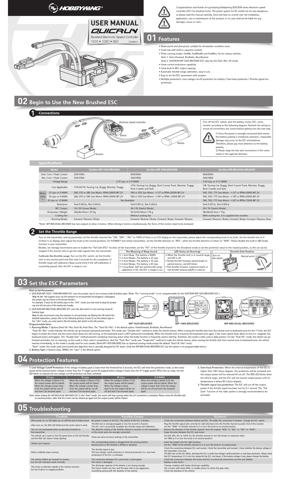 Hobwing Quicrun Wp 1625 Brushed User Manual Pdf Download Manualslib