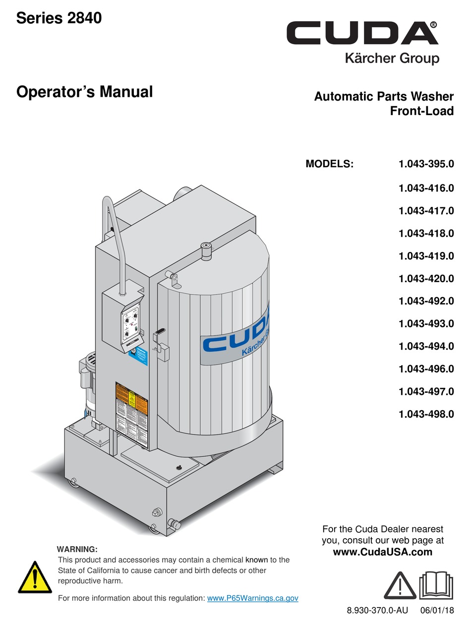 CUDA SERIES 2840 WASHER OPERATOR'S MANUAL ManualsLib