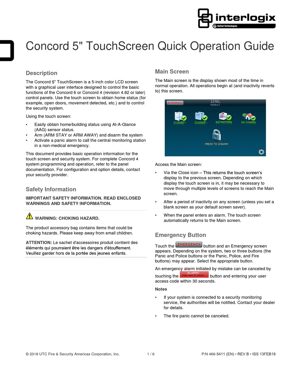 Interlogix 60-924-3-C4TS Concord 4 TouchScreen Keypad 