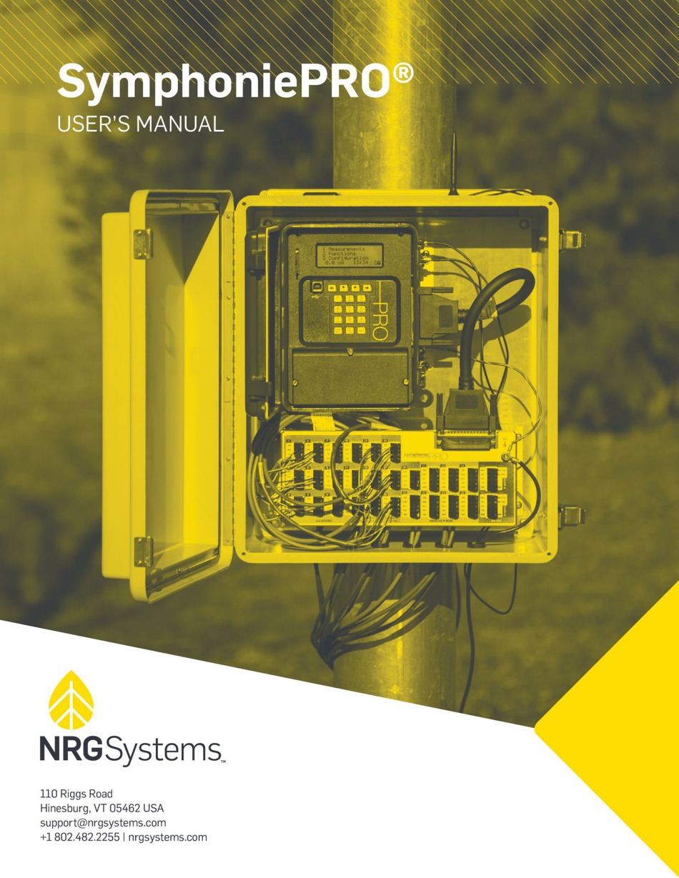 NRG SYSTEMS SYMPHONIEPRO DATA LOGGER USER MANUAL ManualsLib