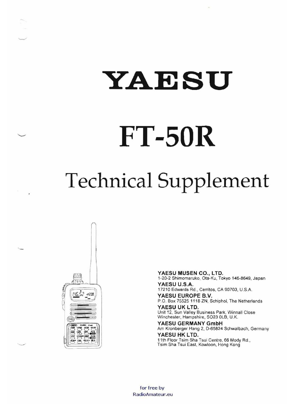 Yaesu SP-5 manual. Инструкция Yaesu ft-50r. Technical Supplement Yaesu. Technical Supplement Yaesu ft5.