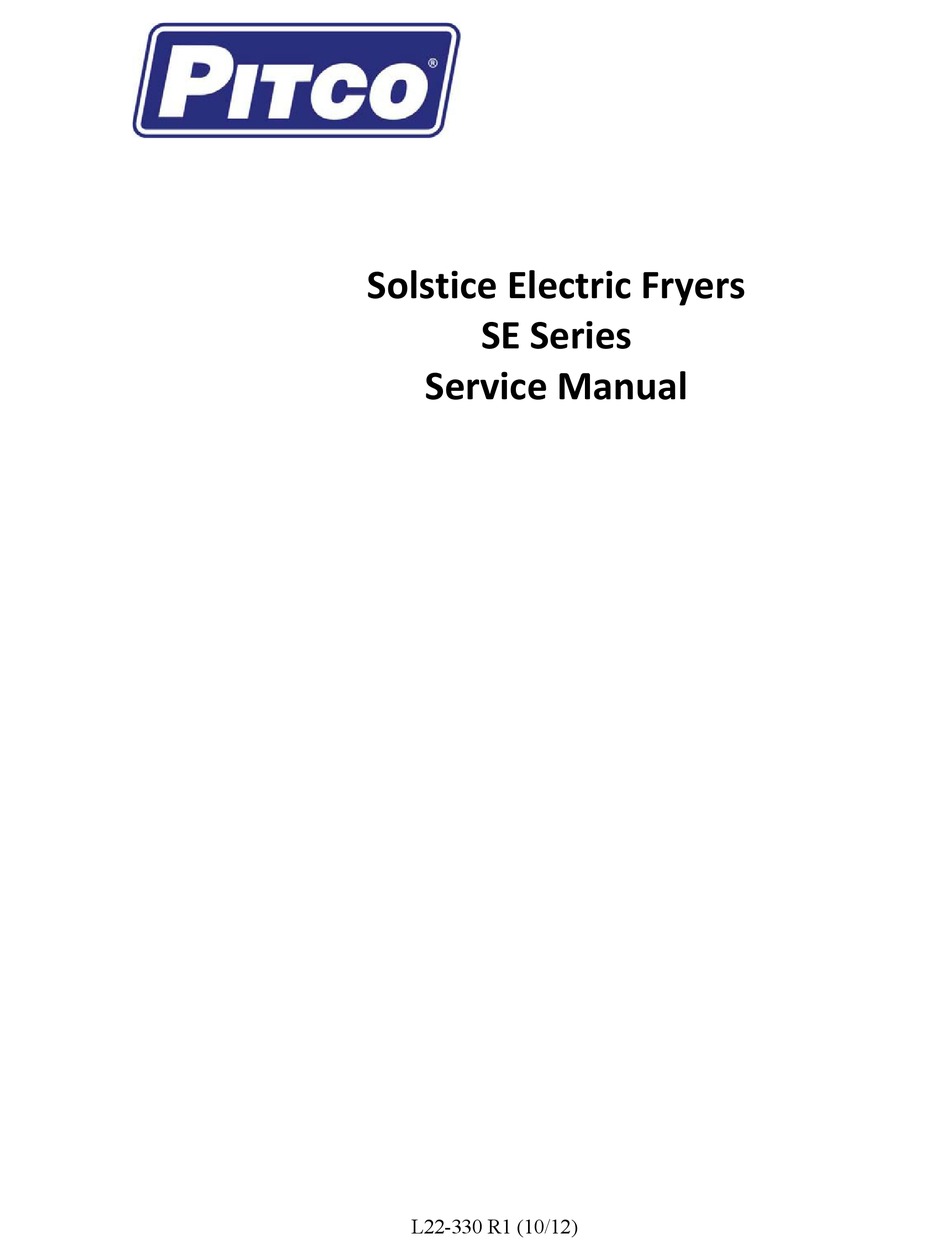 PITCO SOLSTICE SE SERIES SERVICE MANUAL Pdf Download | ManualsLib