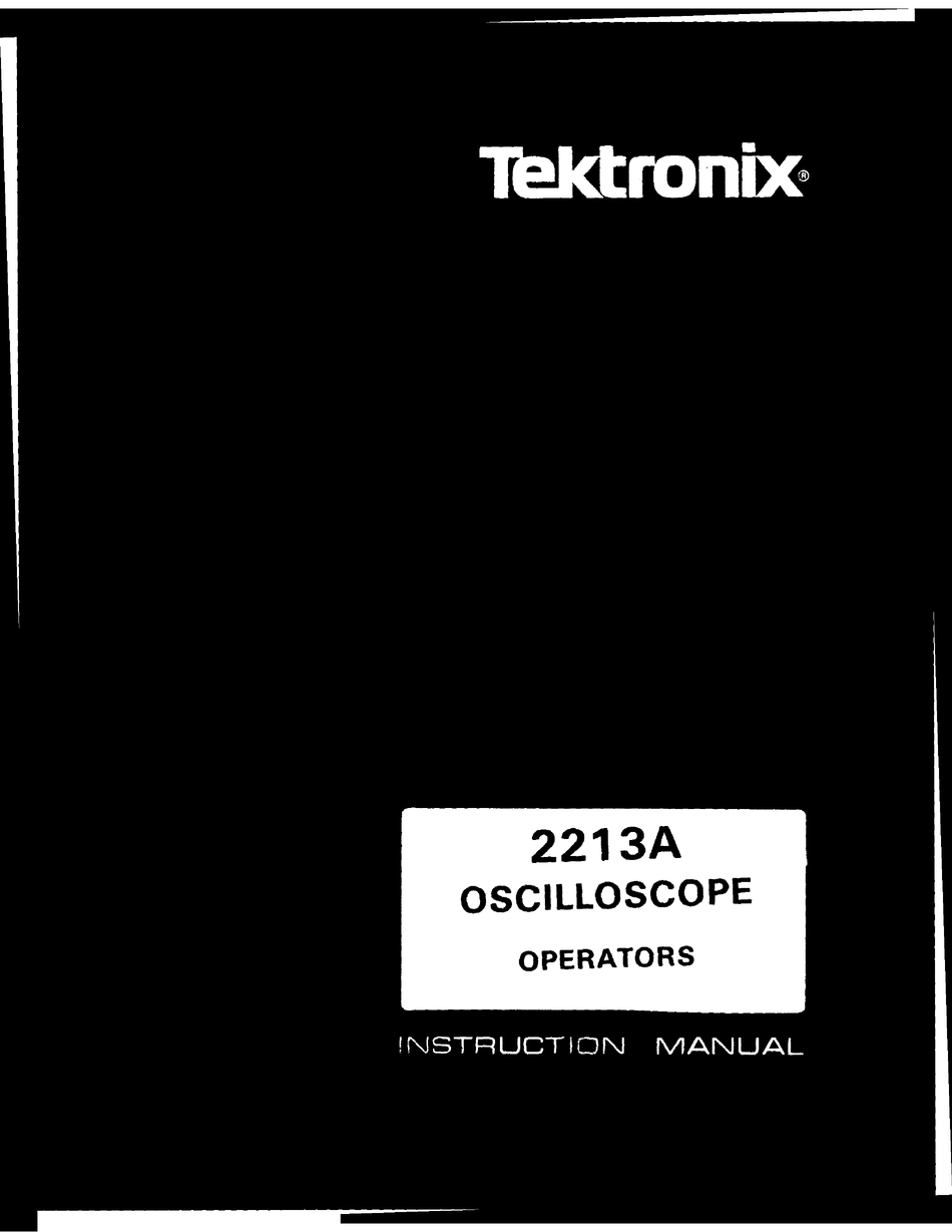 Tektronix 2213 Operators Manual:Comb Bound & Protective Plastic Covers 